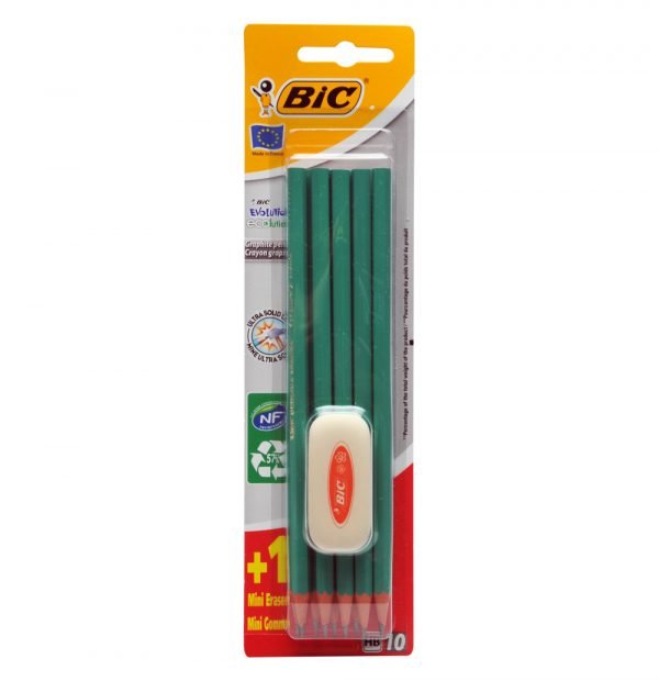 Bic Evolution Lyijykynä + Kumi 10 Kpl