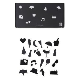 Design Letters Party Icons Ilmoitustaulu Musta 20-Osainen