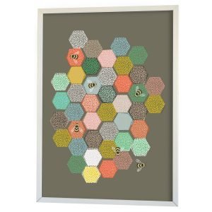 Littlephant Bee Hive Graphic Print Printti Harmaa 50x70 Cm