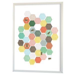 Littlephant Bee Hive Graphic Print Printti Valkoinen 50x70 Cm