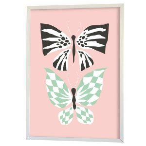 Littlephant Butterfly Family Graphic Print Printti Vaaleanpunainen 50x70 Cm