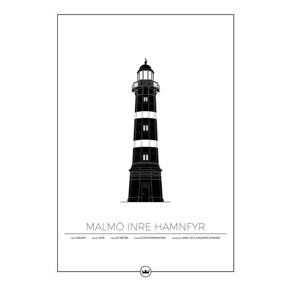 Sverigemotiv Malmö Inre Hamnfyr Poster Juliste 50x70 Cm