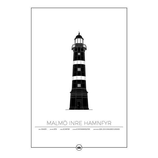 Sverigemotiv Malmö Inre Hamnfyr Poster Juliste 50x70 Cm