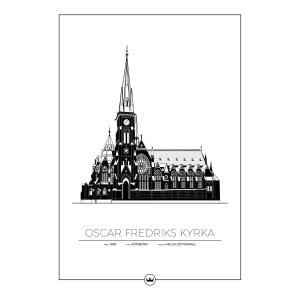 Sverigemotiv Oscar Fredriks Kyrka Göteborg Juliste 50x70 Cm