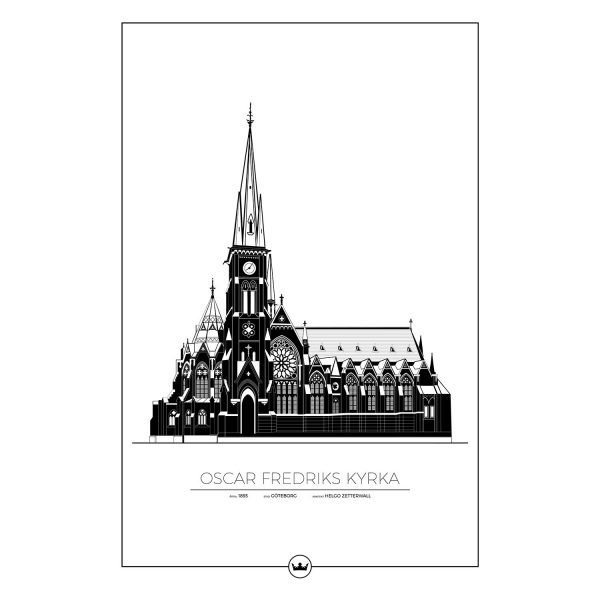 Sverigemotiv Oscar Fredriks Kyrka Göteborg Juliste 61x91 Cm