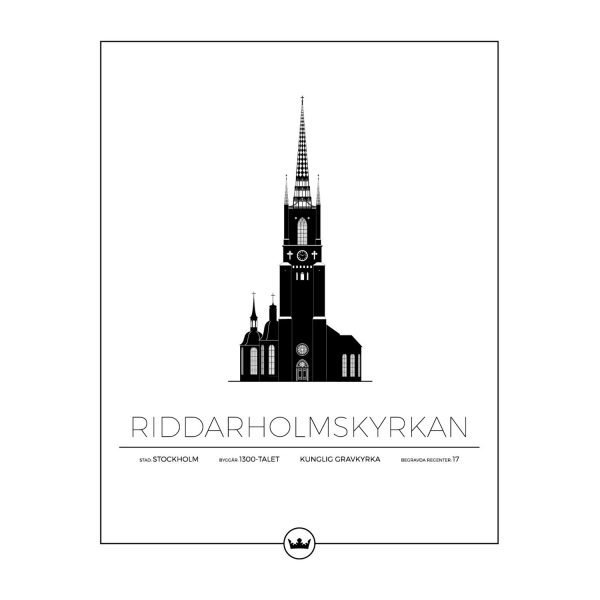 Sverigemotiv Riddarholmskyrkan Stockholm Poster Juliste 40x50 Cm