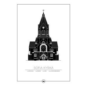 Sverigemotiv Sofia Kyrka Stockholm Poster Juliste 50x70 Cm