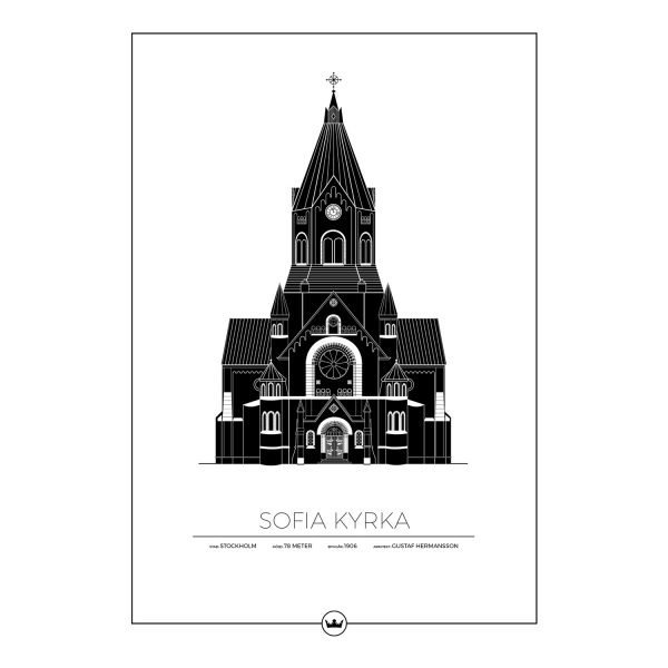 Sverigemotiv Sofia Kyrka Stockholm Poster Juliste 50x70 Cm