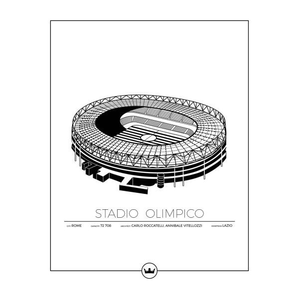 Sverigemotiv Stadio Olimpico Lazio Juliste 40x50 Cm