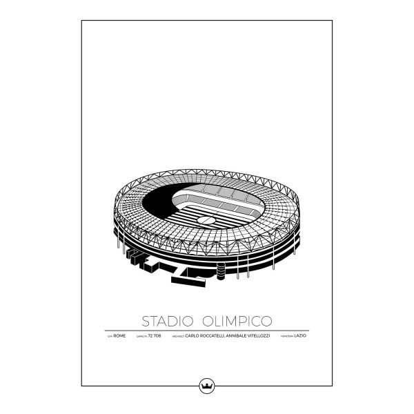 Sverigemotiv Stadio Olimpico Lazio Juliste 50x70 Cm