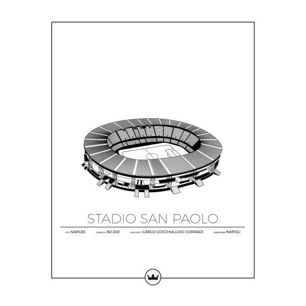 Sverigemotiv Stadio San Paolo Napoli Juliste 40x50 Cm