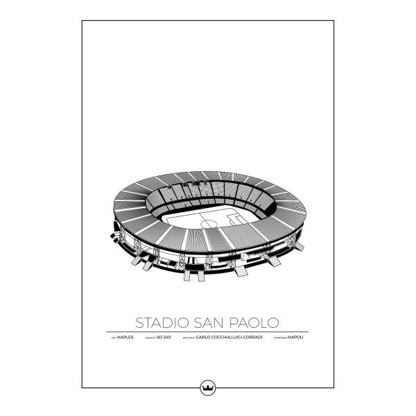 Sverigemotiv Stadio San Paolo Napoli Juliste 50x70 Cm