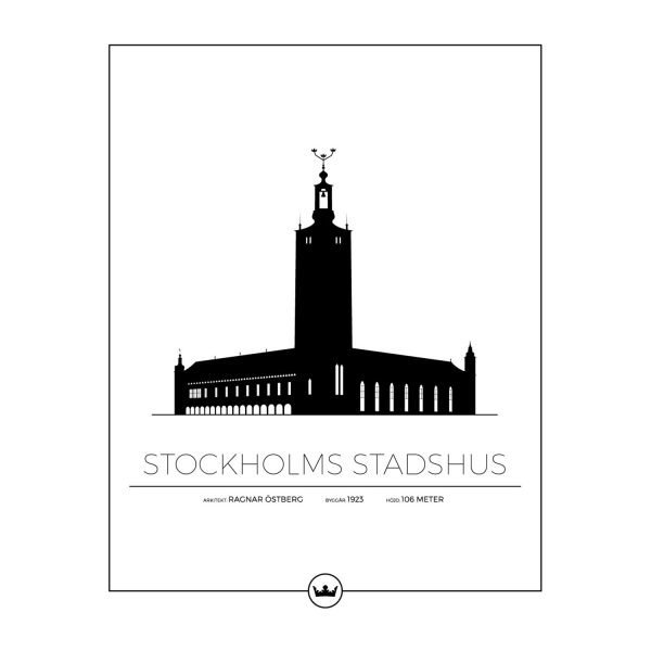 Sverigemotiv Stockholms Stadshus Poster Juliste 40x50 Cm