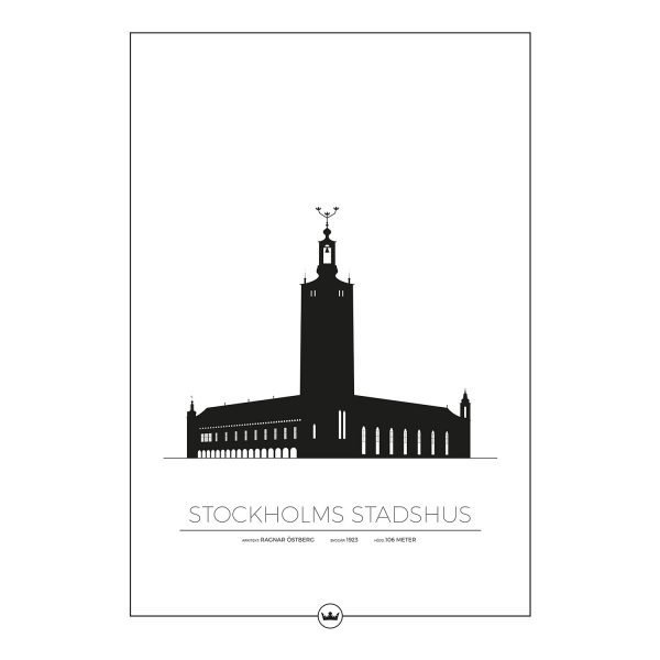 Sverigemotiv Stockholms Stadshus Poster Juliste 50x70 Cm