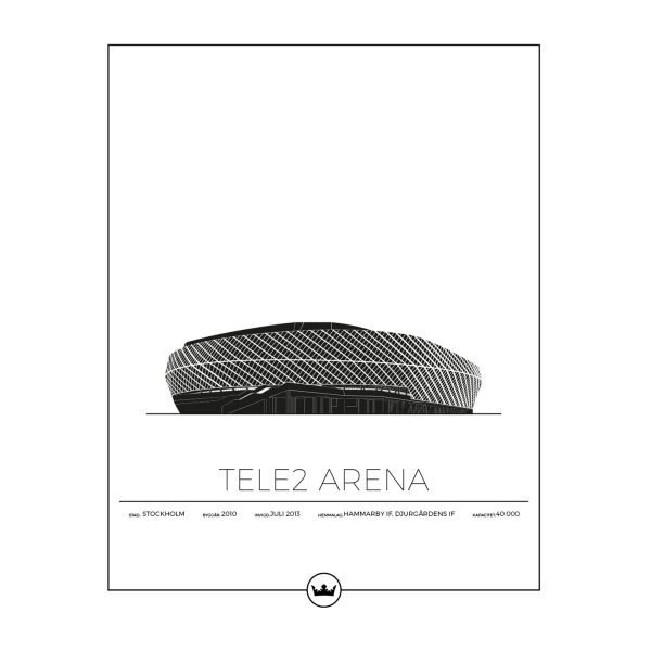 Sverigemotiv Tele2 Arena Stockholm Poster Juliste 40x50 Cm