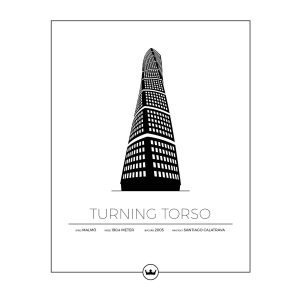 Sverigemotiv Turning Torso Malmö Poster Juliste 40x50 Cm