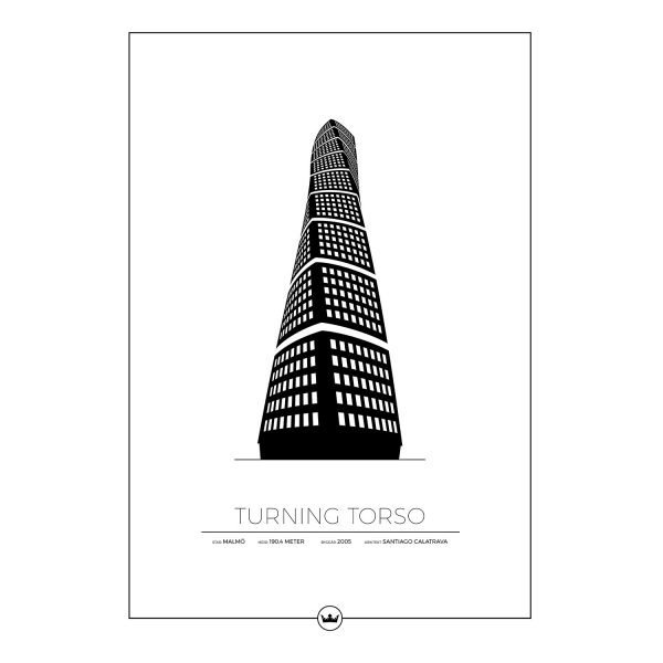 Sverigemotiv Turning Torso Malmö Poster Juliste 50x70 Cm