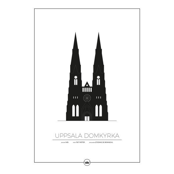 Sverigemotiv Uppsala Domkyrka Poster Juliste 50x70 Cm