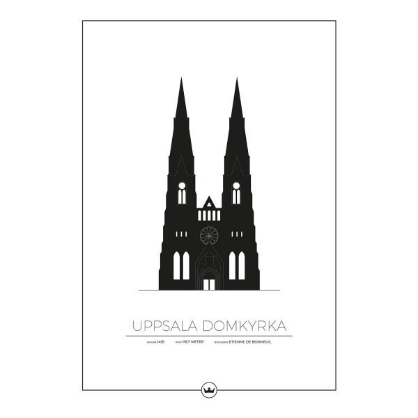 Sverigemotiv Uppsala Domkyrka Poster Juliste 50x70 Cm