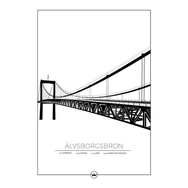 Sverigemotiv Älvsborgsbron Göteborg Poster Juliste 50x70 Cm