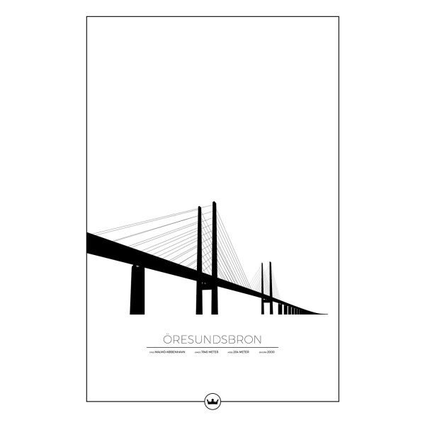 Sverigemotiv Öresundsbron Malmö / Köpenhamn Poster Juliste 61x91 Cm