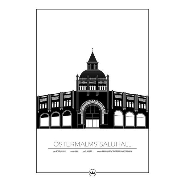 Sverigemotiv Östermalms Saluhall Stockholm Poster Juliste 50x70 Cm